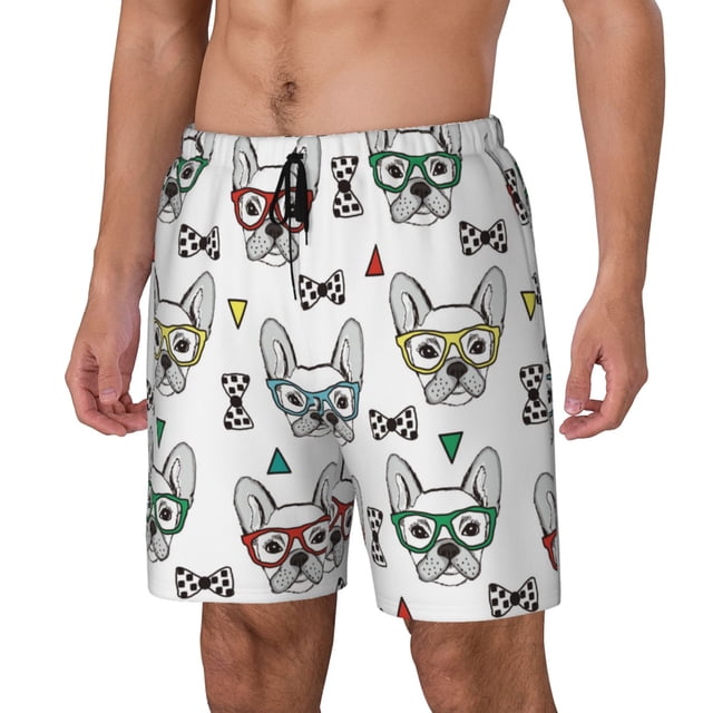 Fotbe Cute French Bulldog Traje de Baño para Hombre – Shorts de Natación de Secado Rápido con Forro y Bolsillos-Large