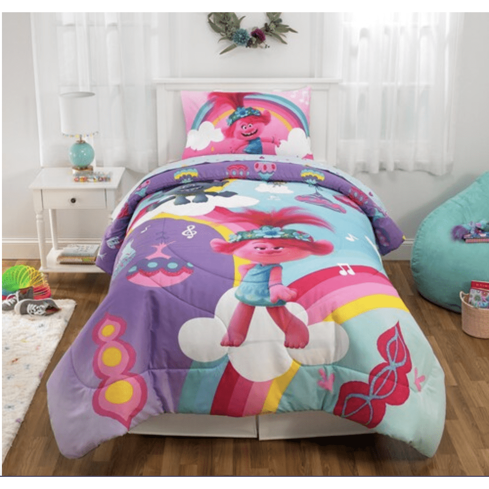 Trolls 2 World Tour with Poppy Twin Comforter & Sheet Set (4 Piece Bed