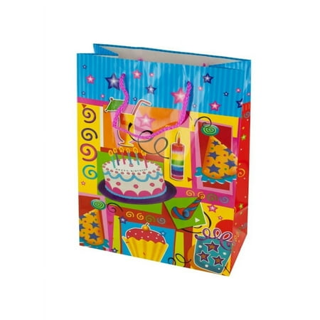 Medium Festive Happy Birthday Gift Bag, 24 Count