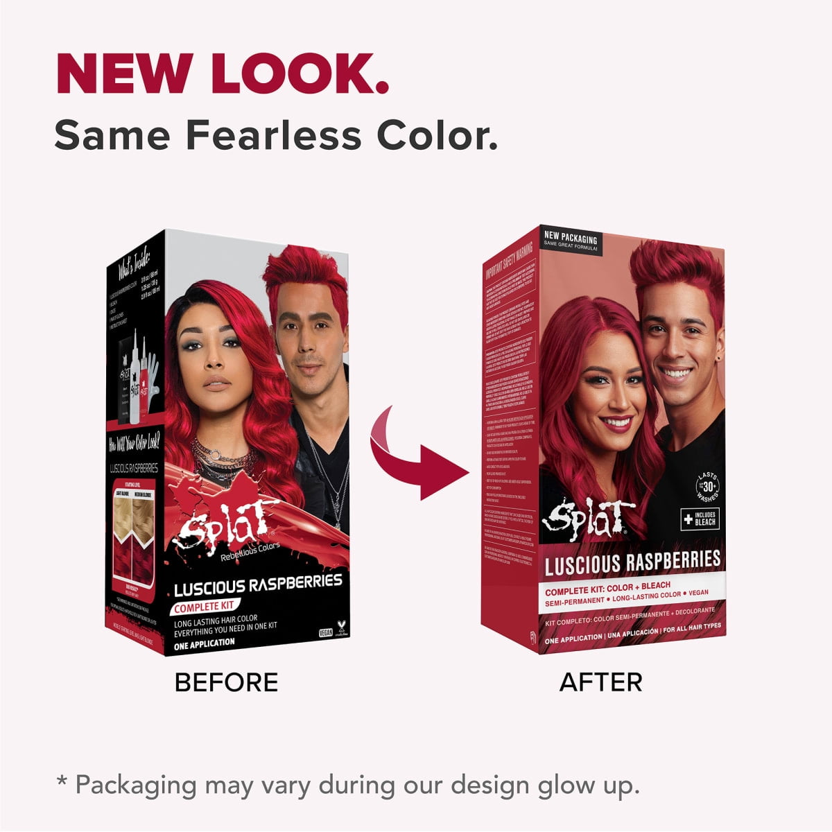 Splat Original Complete Kit, Semi-Permanent Hair Dye with Bleach, Luscious Raspberries Hair Color