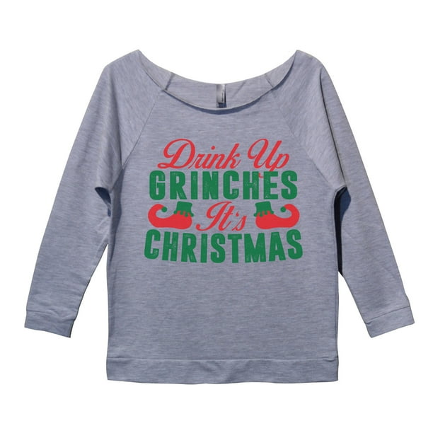 Funny Threadz Womens Christmas 3/4 Sleeve “Drink Up