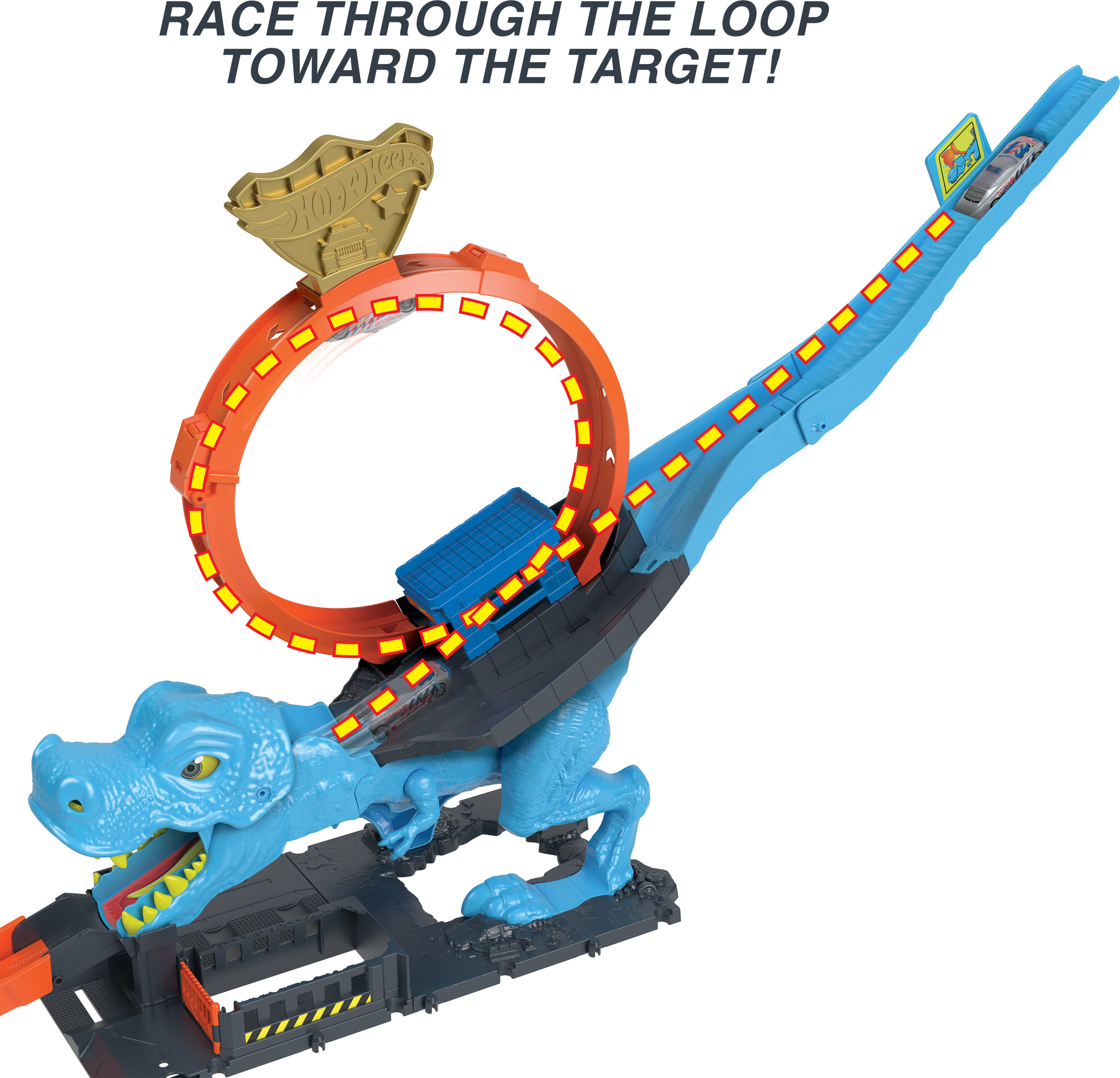 Hot Wheels City T-Rex Dinosaur Chomp-Down Track Set with a Huge Loop & 1:64 Scale Toy Car for Age 3 - 5 - image 5 of 7