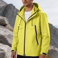 thumbnail image 2 of Sevevn Men Rain Jacket Attached Hood Regular Fit Waterproof Shell Fabric Zip And Snap Placket Dual Chest Pockets Side Zip Pockets Cuffs For Hiking Camping Wear, 2 of 9