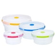 thumbnail image 4 of ER 3 Piezas Tazón de Camping Plegable Amarillo Azul Verde, Caja de Almuerzo Plegable de Silicona con Tapa Tazón Ensaladera Retráctil Plegable Contenedores de Alimentos para Cocina Acampar al Aire Libre Senderismo 400ml oso de fresa Electrónica, 4 of 5