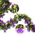 thumbnail image 5 of DAMAI Mardi Gras 6.56 Feet Gold Green Purple Garland Carnival Mask Iris Shiny Metallic Twist Garland, Mardi Gras Tinsel Garland Decorations for Mardi Gras Masquerade Party Home Decor, 5 of 9