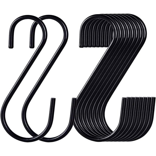 Juego de 30 ganchos en forma de S de acero inoxidable, ganchos de metal para cocina, baño, dormitorio, (negro) Rojo Verde JM
