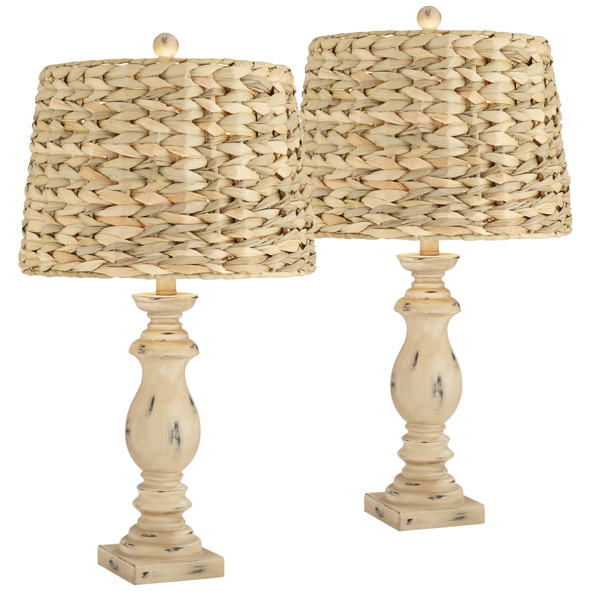 Regency Hill Carlisle Modern Coastal Table Lamps 26 1/2" High Set of 2 Beige Sea Grass Tapered Drum Shade for Bedroom Living Room Bedside Nightstand