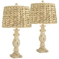 thumbnail image 2 of Regency Hill Carlisle Modern Coastal Table Lamps 26 1/2" High Set of 2 Beige Sea Grass Tapered Drum Shade for Bedroom Living Room Bedside Nightstand, 2 of 9