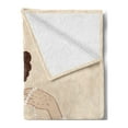 thumbnail image 2 of Old Hollywood Soft Flannel Fleece Throw Blanket, Curly Hair Brunette Flapper Girl Wearing Necklace and Headband, Cozy Plush for Indoor and Outdoor Use, 50" x 60", Beige Brown Ivory, by Ambesonne, 2 of 5