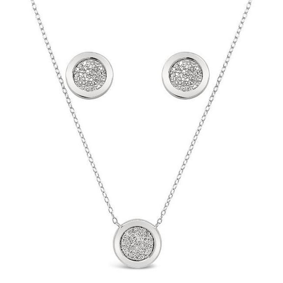 1/2 Carat Diamond Necklace and Earrings Set in Sterling Silver