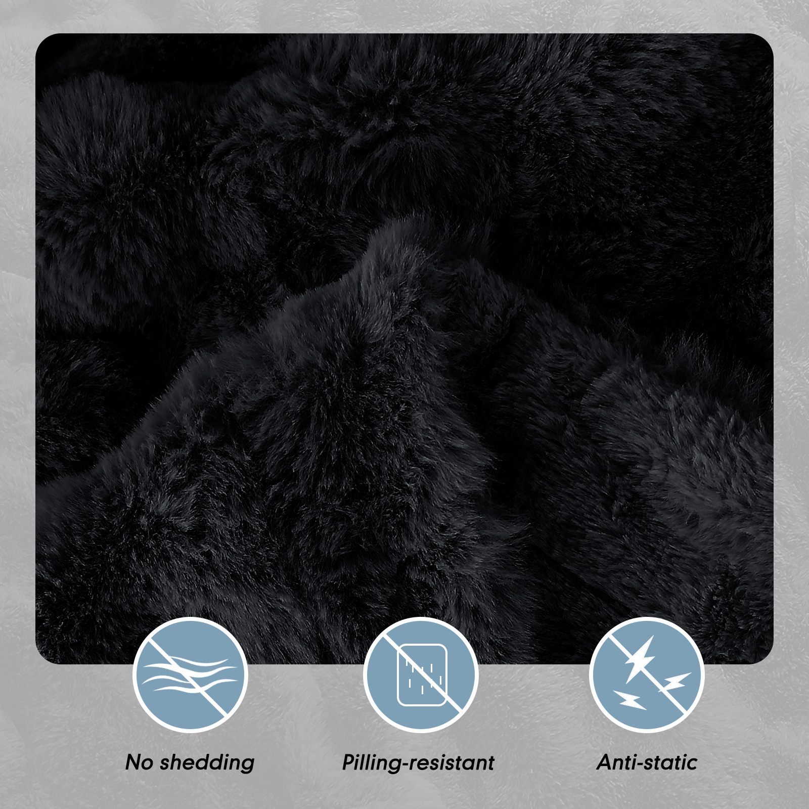 Parojati 90*90 Faux Fur Throw Blanket for Queen Size Bed - Extra Soft Fluffy Warm Bubble Design Blanket for Couch, Sofa and Versatile Use for Bedroom, Living Room, Farmhouse, Black