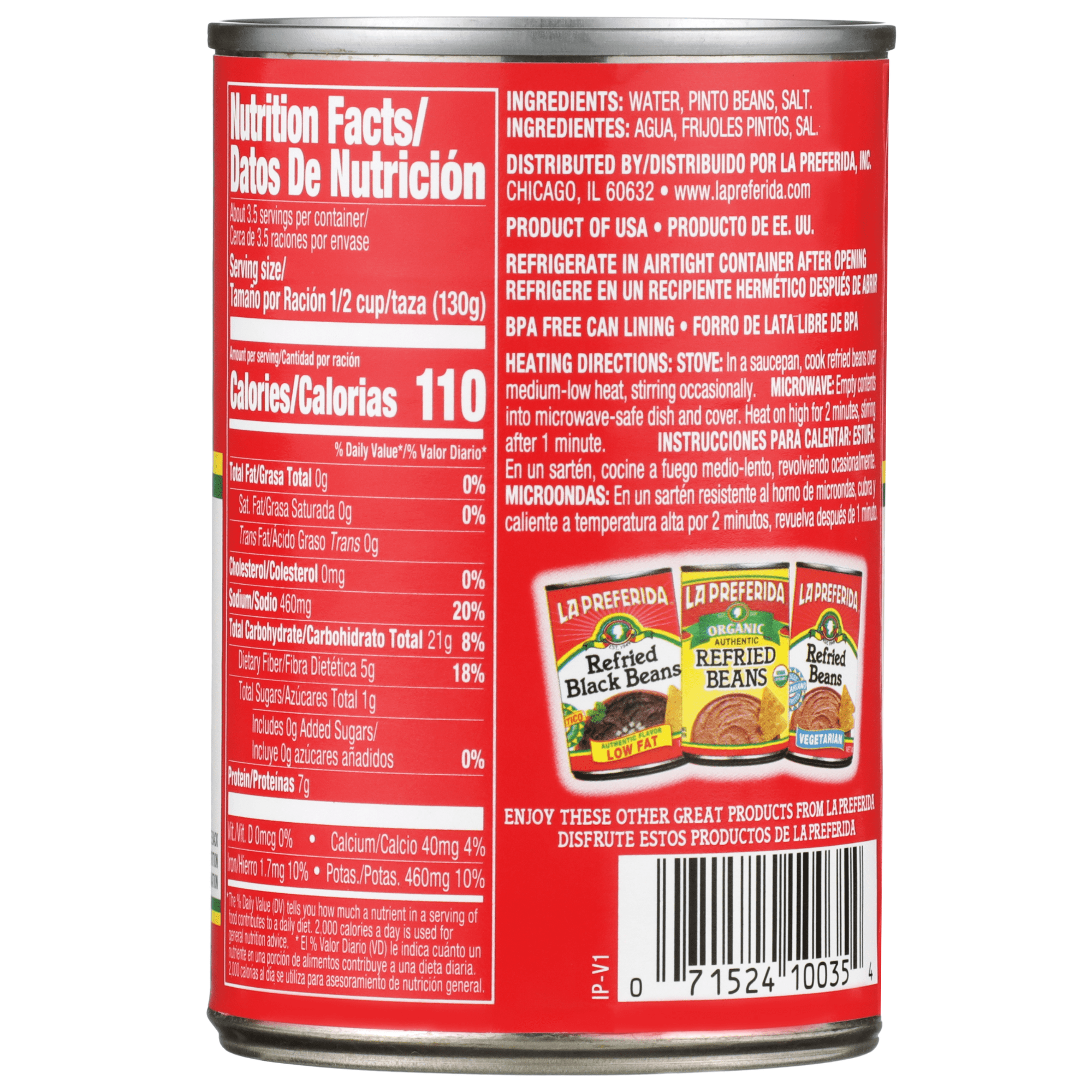 (12 pack) La Preferida Refried Beans, Fat Free, 16 oz