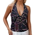 thumbnail image 1 of HUANBAI Gilet Sans Manches à Col en V pour Femmes avec Paillettes et Perles, 1 of 4
