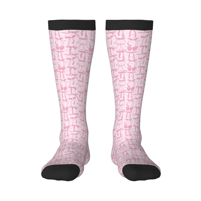 Gaeub Chaussettes Design Imprimé Nœud Ruban Chaussettes Hautes Extensibles pour Hommes Femmes Adolescents, Chaussettes de Softball Soccer pour Randonnée, Sport