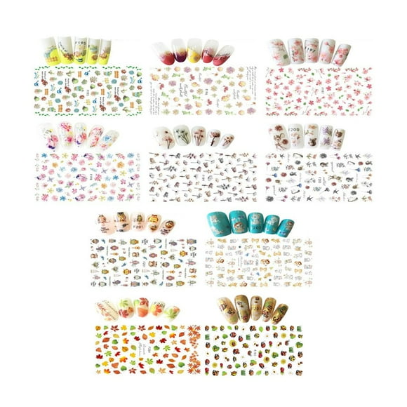 Japanese Hot Selling Ultra-Thin Back Glue Multi-Meat Peach Blossom Dried Green Nail Manicure Sticker F195-204