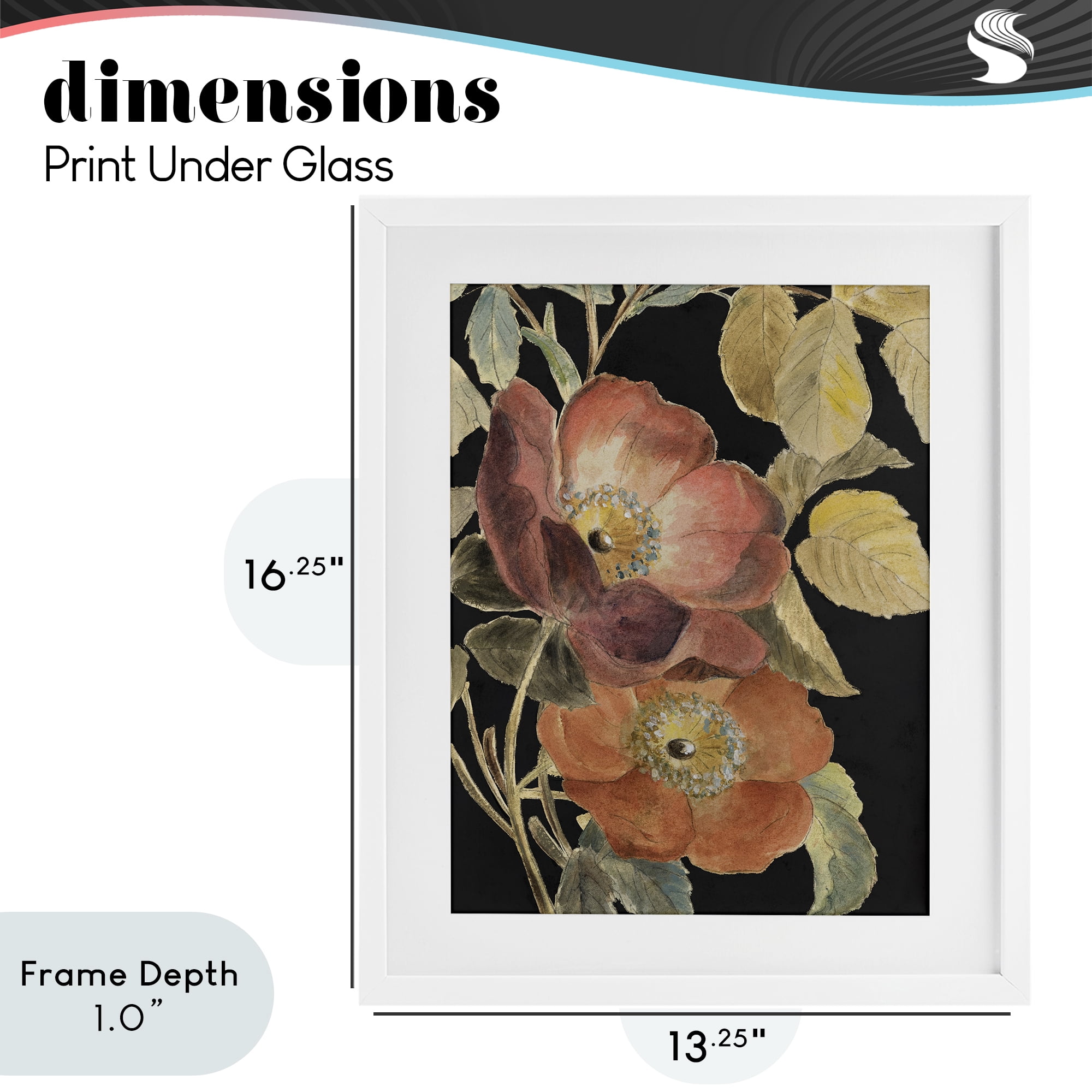 Stupell Industries Red Flower over Black White Framed Print Under Glass, design by Lanie Loreth