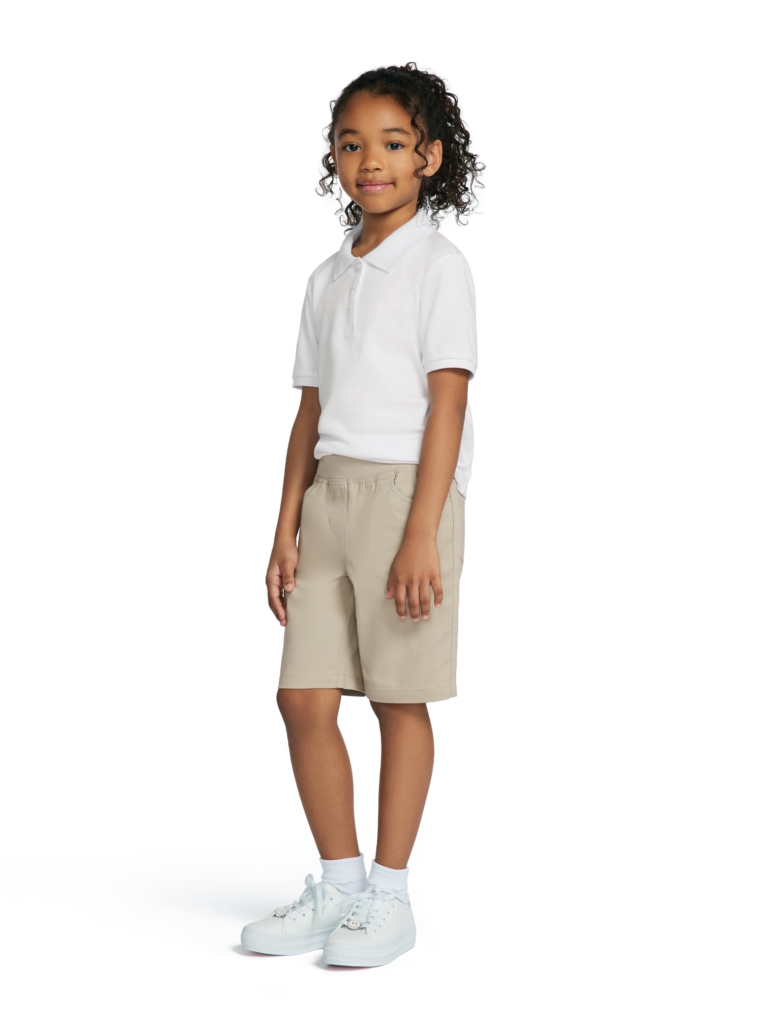 Wonder Nation Girls School Uniform Pull On Shorts, Sizes 4-16