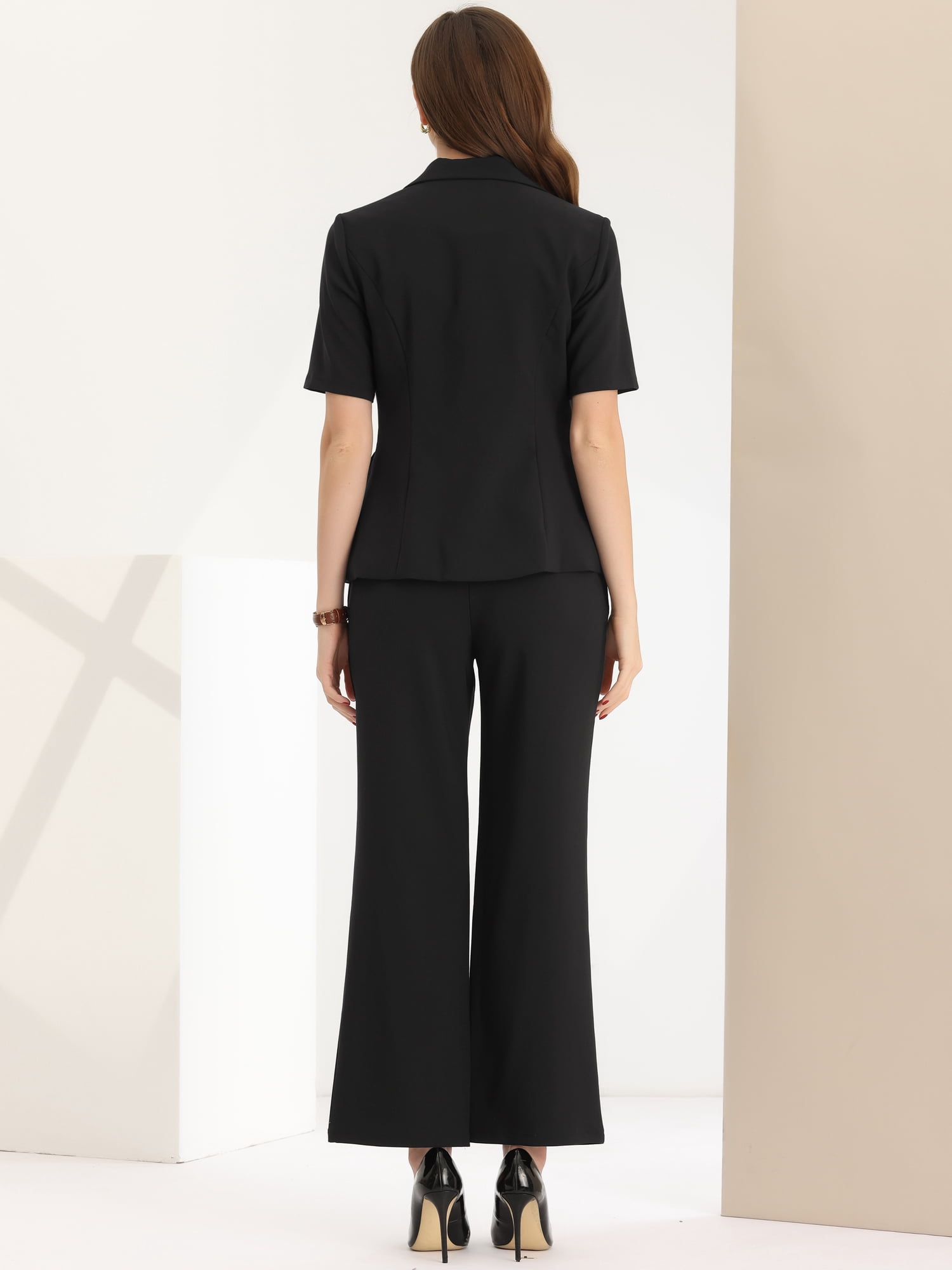 DARING DIVA Women's One Button Blazer 2 Pcs Outfits Jacket Suit Pants M Black