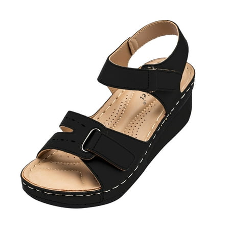 

zuwimk Beach Sandals For Women Women s Flat Sandals Strappy Studded Sandals Gladiator Sandals with Ankle Strap Black