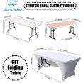 thumbnail image 2 of SHAR Stretchable 6ft Tablecloth for Rectangle Tables - Fitted Spandex Cover for Patio, Wedding, Party, Kitchen, Beauty Event, 2 of 5