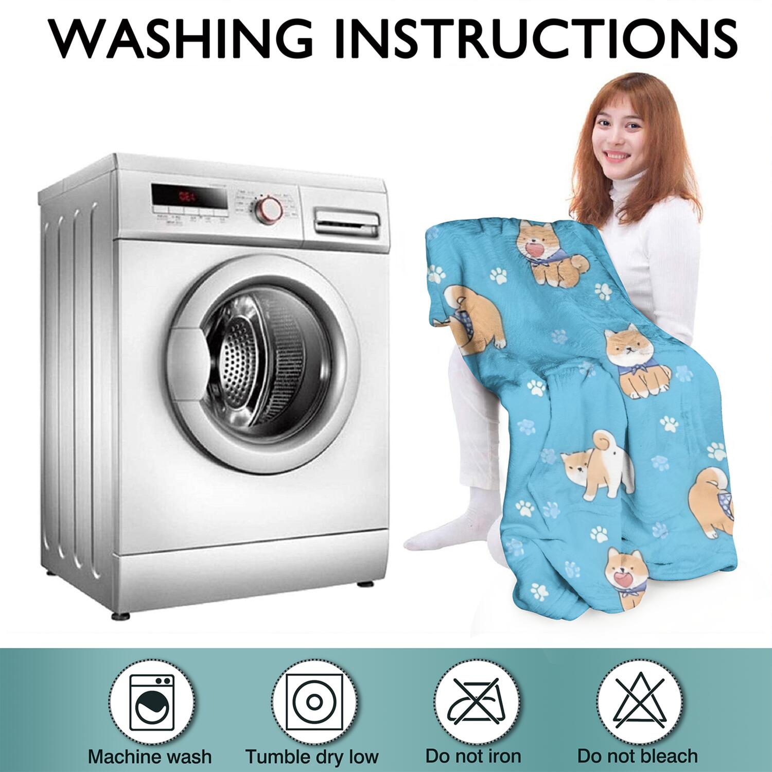 Wearable Oversized Blanket,Cute Shiba Inu Wearable Blanket Hoodie for Adults,Cozy Hooded Blankets with Super Pockets,Super Warm Fuzzy Pullover for Women & Men