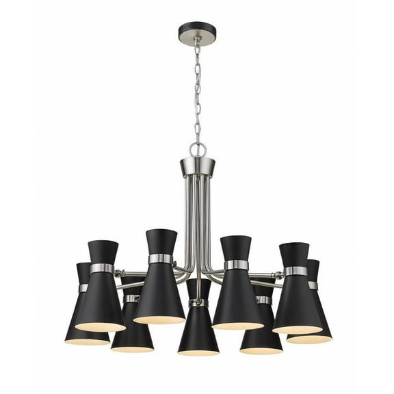 9 Light Chandelier in Period Inspired Style 32 inches Wide By 23.75 inches High-Matte Black/Brushed Nickel Finish Bailey Street Home 372-Bel-4186042