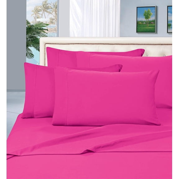 Elegant Comfort®  Silky-Soft 1800 Series  - Wrinkle-Free 3-Piece Bed Sheet Set, Deep Pocket up to 16 inch, Twin Pink
