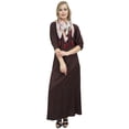 thumbnail image 5 of Bimba Women's Brown Long Maxi Dress With Tassel Scarf Designer Boho Dresses-20, 5 of 9