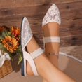 thumbnail image 4 of Purcolt Womens Floral Embroidery Mesh Slingback Flats Dressy Casual Pointed Toe Slip On Ballet Shoes Comfort Soft Sole Dress Shoes with Elastic Ankle Strap, 4 of 9