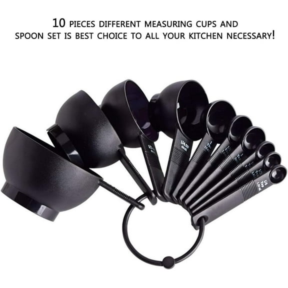 HUOMAQFAN 10 in 1 Measuring Spoon and Cups Measuring Set, Kitchen Plastic Spoons for Measuring Dry and Liquid Ingredients Perfect for Cooking Baking