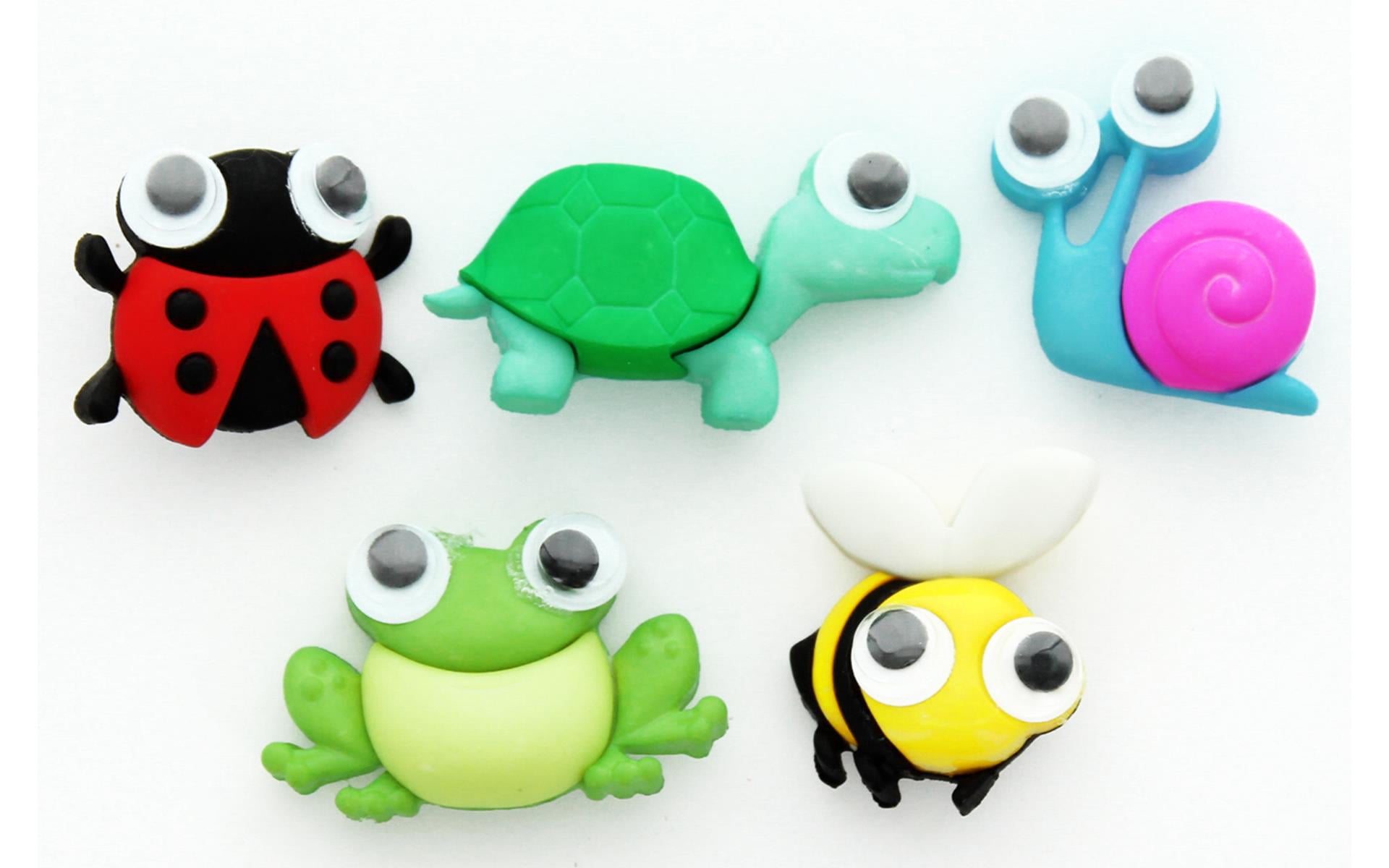 Jesse James Wild Wacky Animal Buttons Set - 5 Pieces With Wiggle Eyes