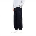 thumbnail image 2 of Pantalones de pana de color liso para hombre, largos, con bolsillos y cordón, con ribete en la pierna., 2 of 4
