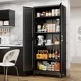 thumbnail image 7 of SteeLoong 75"H Kitchen Pantry Cabinet,Black Metal Storage Cabinet with 2 Door and 4 Adjustable Shelves,cupboard for Livingroom,Pantry, Bathroom, 7 of 7