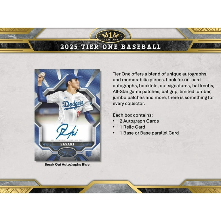 2025 Topps Tier One Baseball Trading Cards Hobby Box - Walmart.com