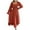 Orange, variant on Lenpel Women's Maxi Dresses Long Sleeve Square Neck Pleated Ruffle Trim Babydoll Long Dresses A-Line Flowy Dress