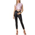 thumbnail image 2 of INSPIRE CHIC Metallic Tank Top for Women's Round Neck Party Sleeveless Holographic Crop Top XS Pink-Plaid, 2 of 5