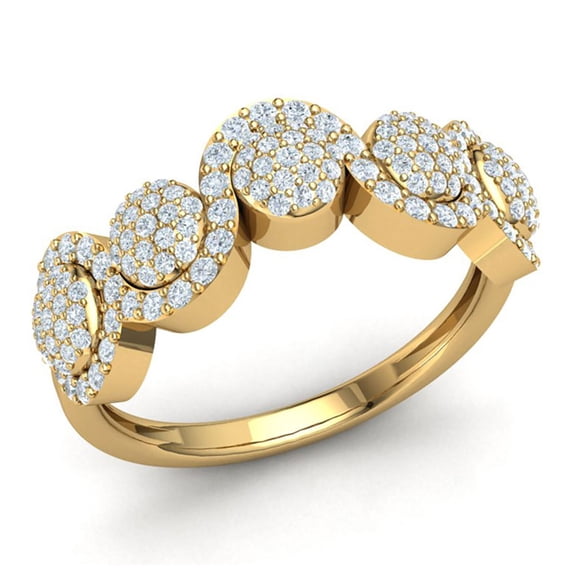 Natural 0.75ct Round Cut Diamond Prong Fancy Bridal Wave Wedding Band Ring Anniversary Solid 14K Gold FG VS