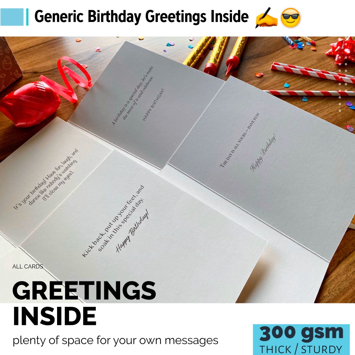 60 Happy Birthday Cards 5x7 Bulk, Unique Designs with Envelopes
