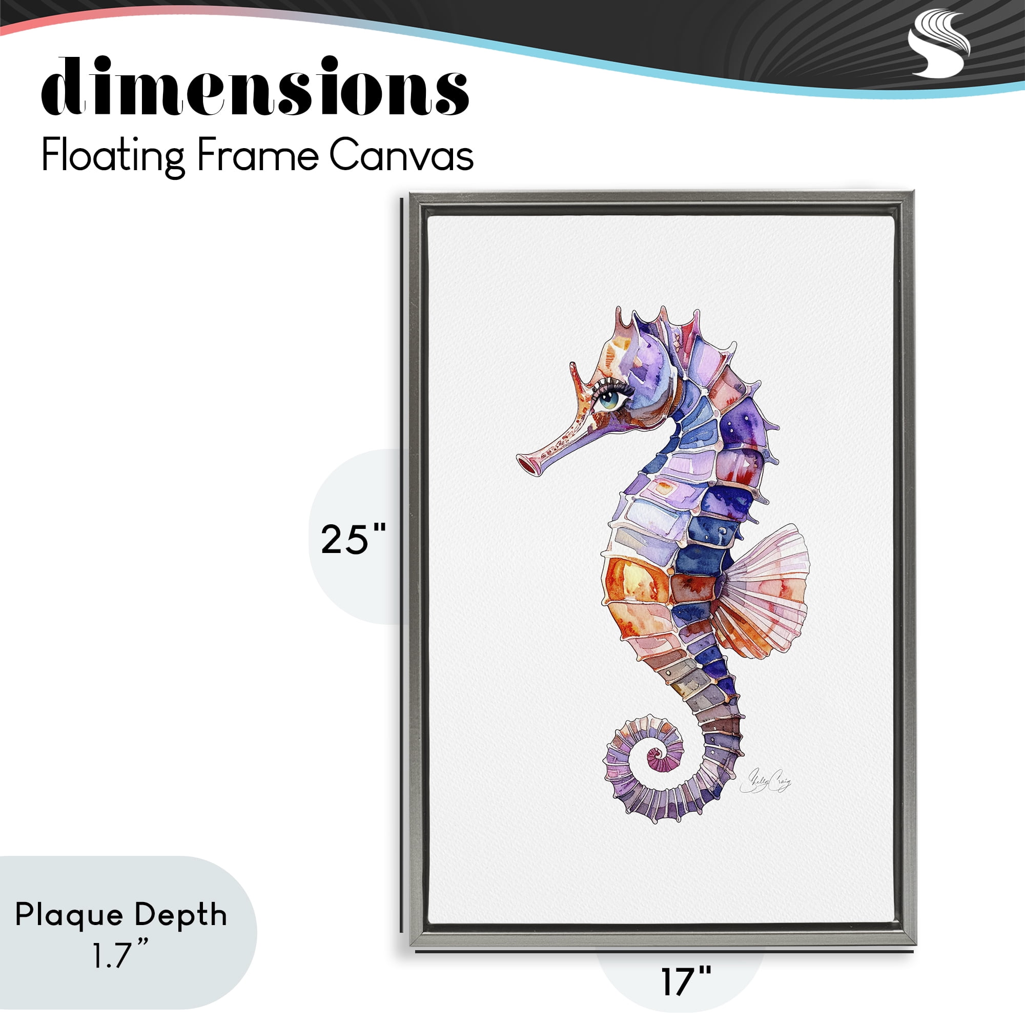 Stupell Industries Sea Whisper Seahorse Gray Framed Floater Canvas Wall Art, design by Shelly Craig