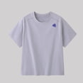 thumbnail image 5 of Babcutegg Solid Color Letter-Printed Loose-Fit Short Sleeve Casual T-Shirt for Kids – Round Neck Unisex Sports Top with Breathable Fabric and Modern Streetwear Style Gray Size 15-16, 5 of 5