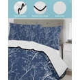 thumbnail image 3 of Quilt King Size Bedding Set, Dark Blue Botanical Reversible Summer Quilt 3 Pieces, Vintage Floral Plants Branch Lightweight Bedspreads Coverlets with 2 Pillow Shams for All Seasons, 3 of 5