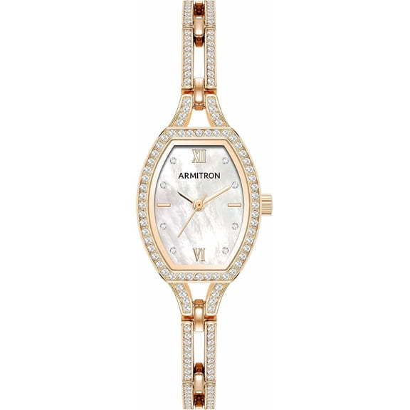 Armitron Rose Gold-Tone MOP Dial Crystal Accented Bracelet Ladies Watch