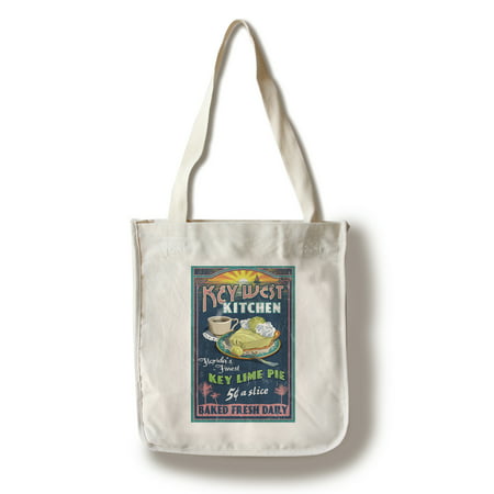 Key West, Florida - Key Lime Pie Vintage Sign - Lantern Press Artwork (100% Cotton Tote Bag -