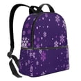 thumbnail image 2 of Zufioo Crystal Purple Snowflake Print Fashion Large Capacity Backpack, Zippered Multi-compartment Travel Work Campus Lightweight Backpack, Unisex, 2 of 5