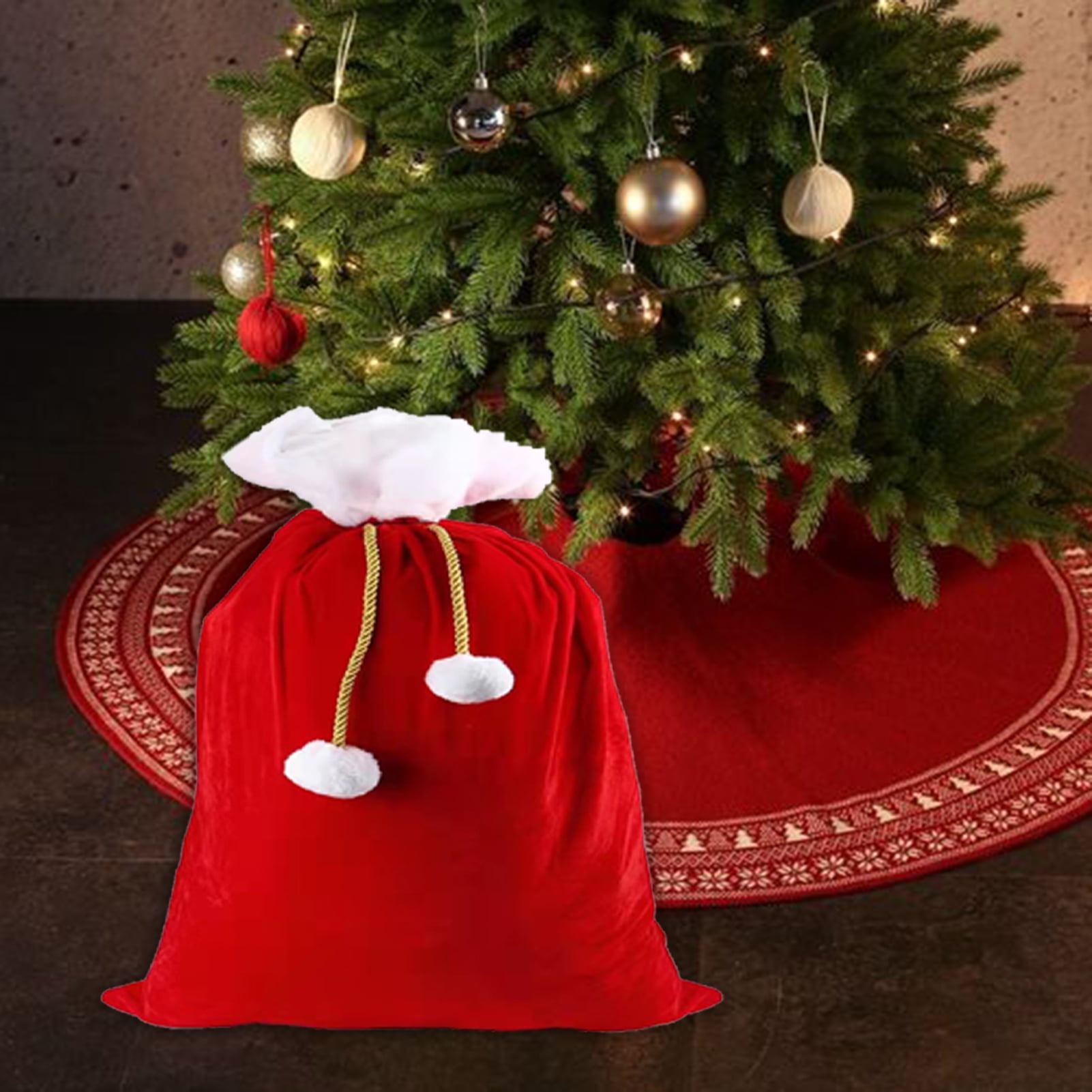 harmtty Santa Claus Gift Bag Folding Lace-up Large Capacity Bright Color Velvet Christmas Candy Bag for Event Festival,L harmtty Santa Claus Gift Bag Folding Lace-up Large Capacity Bright Color Velvet Christmas Candy Bag for Event Festival,L