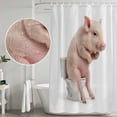 thumbnail image 3 of Pig Sitting on The Toilet Thinking Bathroom Shower Curtains with Hooks, Abstract Funny Animal Waterproof Fabric Washable Shower Curtain for Home Hotel Bathtub Decor 72x72 Inch, 3 of 9