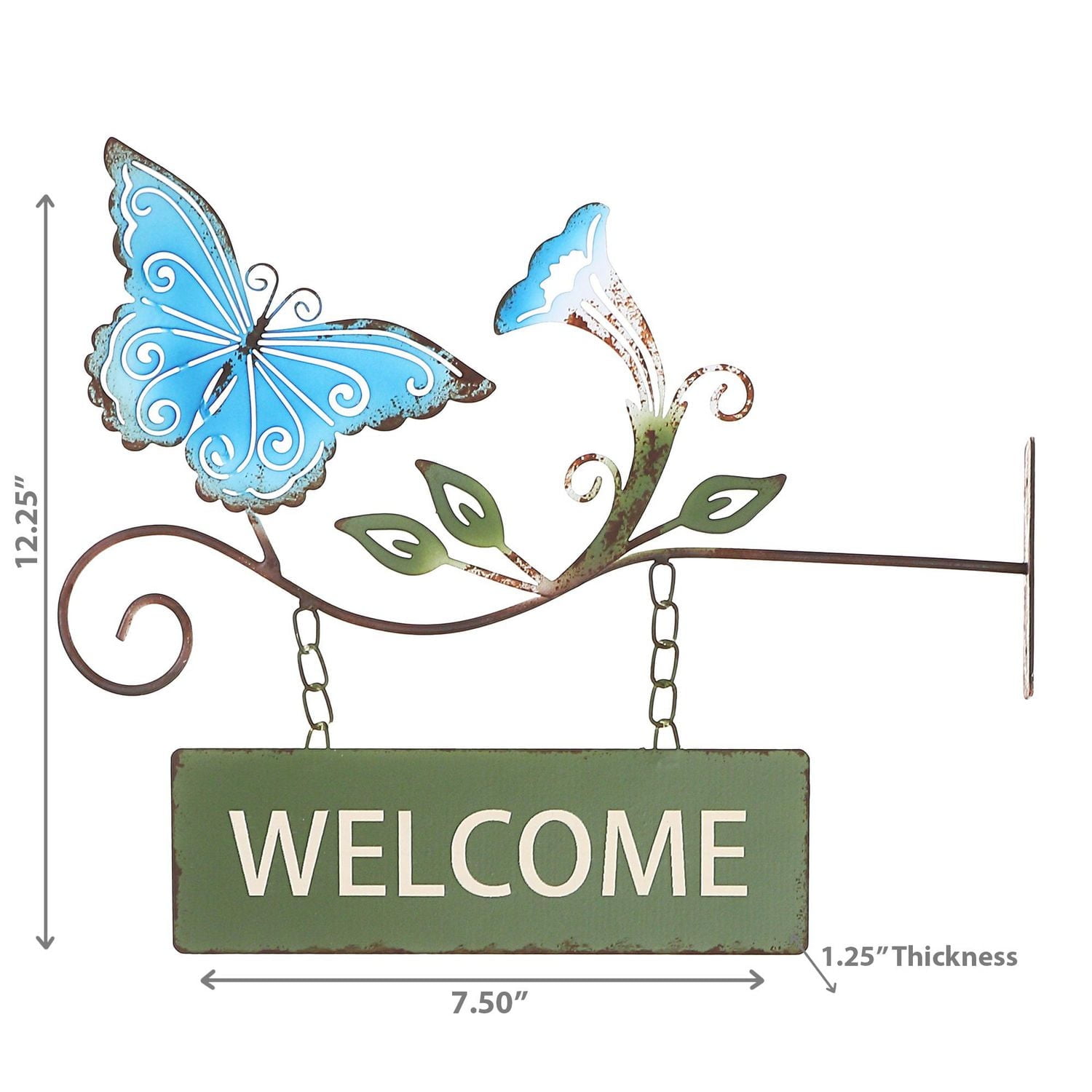 IH Casa Decor Hanging Metal Butterfly Welcome Sign