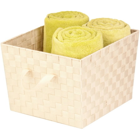 Raffia Woven Tote - Honey Can Do Large Woven Tote Bin with Straps, Crème