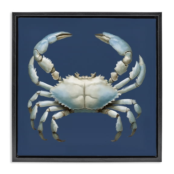 Stupell Industries Detailed Aquatic Blue Crab Animals Painting Black Floater Framed Canvas Art Print Wall Art, 18 x 18