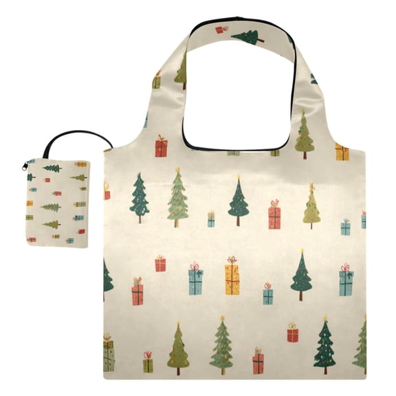 Large Capacity Print Tote Bag,Lightweight Portable Foldable Shopping Bag Cute Christmas Pattern